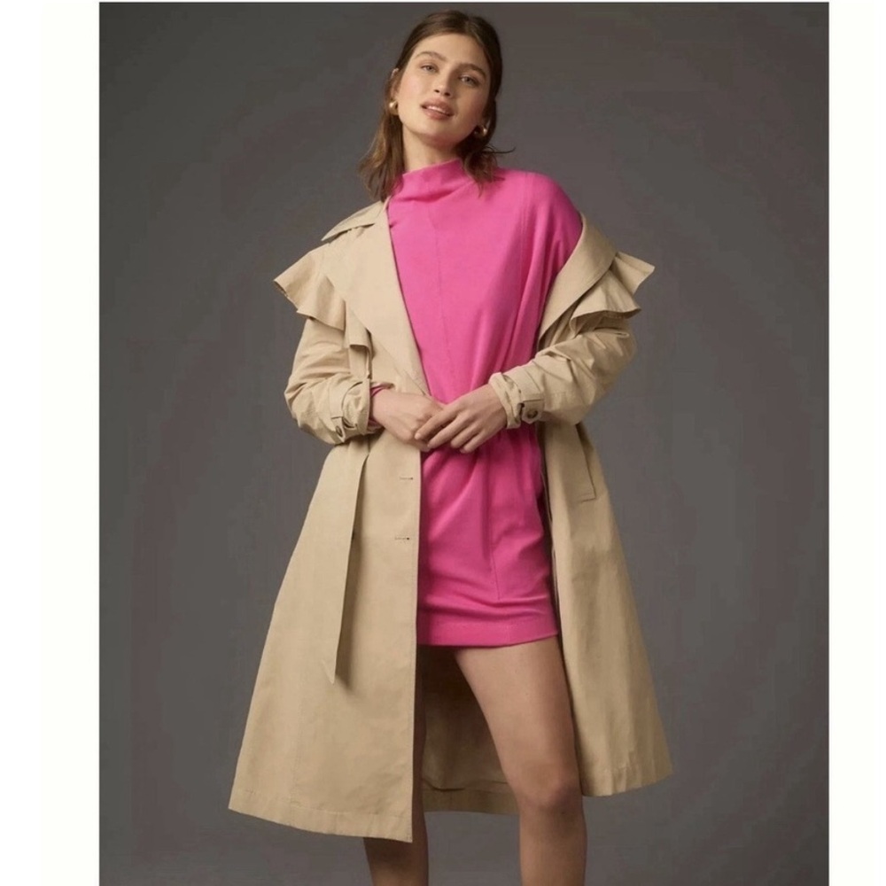 Daily Practice Anthropologie Mockneck Long Sleeve Mini Dress in Hot Pink